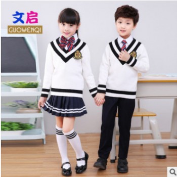 童装2017新款男女童针织衫套装中小学生校服幼儿园园服秋装