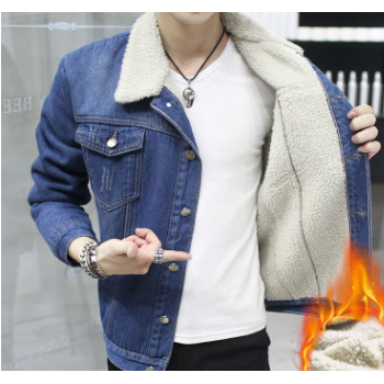 2019白色羊羔绒牛仔夹克外套男士上衣韩版修身M--3XL，一件代图1