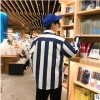 日系男装2018秋季新款免烫衬衫男翻领宽松条纹外套男衬衣长袖批发