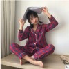 一件代发新款韩国秋冬新品 甜美少女长袖格子睡衣家居服套装学生