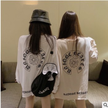 夏季2019新款韩版薄款防晒罩衫长袖T恤女宽松套头微透体恤上衣潮