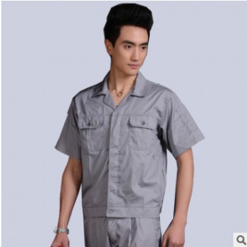厂家批发员工工装工作服 夏季短袖工衣订做厂服 涤棉透气图1