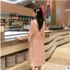 洋气仙女裙chic温柔超仙粉色春秋长袖显瘦气质中长款修身连衣裙子