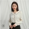 2019秋冬纯色长袖衬衫加工定制韩版通勤镶边女衬衣来图来样加工厂