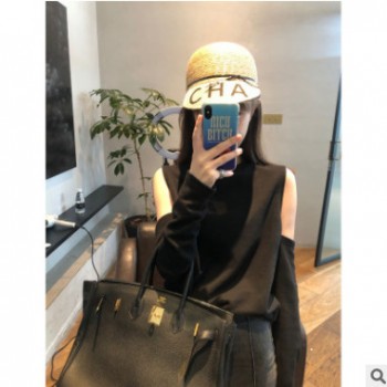 网红新品定制 性感女孩在线撩人心机露肩显身材上衣女装潮可代发