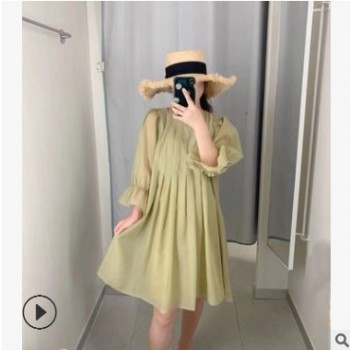 2019秋季新品定制 穿它出门撩小哥哥减龄 甜美的泡泡袖娃娃裙1120图1