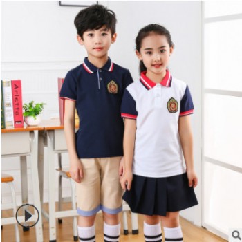 幼儿园园服夏装短袖男女童学院风小学生校服套装毕业服定制批发