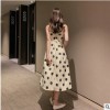 2019夏季新款小众复古韩版波点高腰显瘦吊带裙连衣裙中长裙F5950