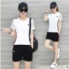 实拍2019夏新款女运动套装韩版短袖潮短裤宽松跑步纯棉两件套6832