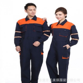 工程服 汽车美容 机械维修 连体套装 加反光条 涤棉沙卡图1