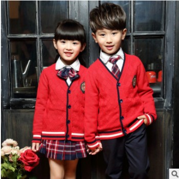 儿童春春季英伦校服幼儿园园服针织毛线开衫三件套小学生班服定制
