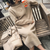 2019秋冬新款卫衣女长款过膝宽松打底毛衣裙秋冬长袖针织连衣裙