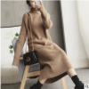 高领毛衣女秋冬外穿大码女装慵懒懒惰风套头加厚过膝毛衣裙中长款