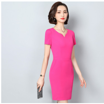 2019夏季新款前台工作服修身连衣裙女售楼部导购美容珠宝店职业装图1