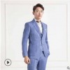 2019秋冬季新款潮流轻便舒适透气定制高端印花男式西服三件套装
