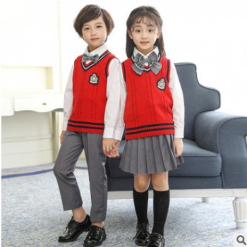英伦学院风校服儿童班服秋装幼儿园园服春秋装套装小学生定制针织图1