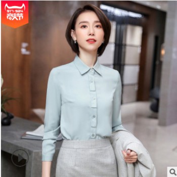 2019春秋冬新款长袖白衬衫女士职业修身工作衣服大码正式装图1