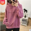2018新品水洗磨破连帽卫衣女 韩版小字母刺绣百搭学生上衣外套潮
