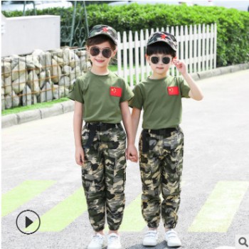 军训迷彩服19夏款中小学生团体表演服夏令营训练服校服定制棉99%