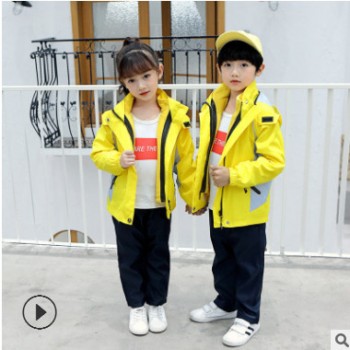 幼儿园园服秋冬季2019新款学生冲锋衣校服加厚保暖三件套儿童班服
