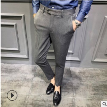 夏季休闲裤男士西裤时尚百搭春夏新品男裤韩版修身潮流小脚西裤