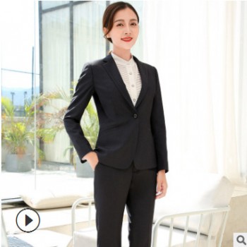 新款女士职业套装 时尚修身商务面试正装 保险公司套裤工作服批发图1
