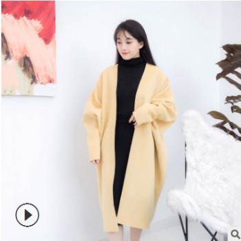红嘎嘎 两面穿长款双面呢大衣女秋冬季小个子羊毛毛呢外套 一件代发图1
