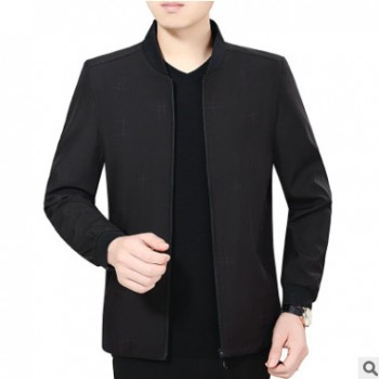 19秋季新款中年夹克男外套 男士立领休闲西服爸爸装外套一件代发图1