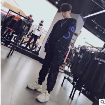 2019秋季新款男士长袖卫衣欧美潮牌老鹰印花休闲运动上衣一件代发图1