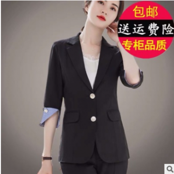 职业装女装2019新款时尚气质中袖长款职业装工作服正装