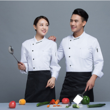 秋冬款长袖厨师服酒店餐饮后厨工作服厨师服绣字