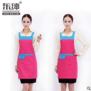 韩版美容孕婴超市店员工作围裙厂家直销绣印LOGO图1