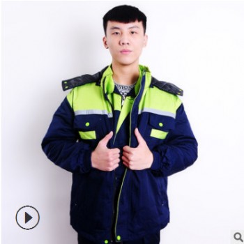 批发秋冬工作服 防寒拼接工服 加厚防风防寒劳保棉衣外套定制LOGO