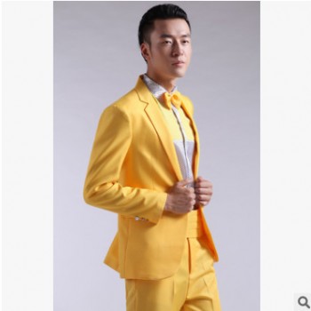 高档新款韩版男士礼服西服彩色西装结婚舞台主持演出影楼男装套装图1