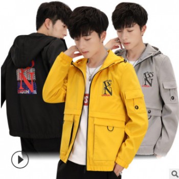 男式夹克2019新款外套青年韩版修身衣服春季休闲男士夹克一件代发图1