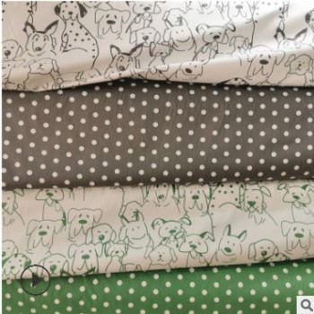 秋冬新款 纯棉卡通布料家居床品面料田园碎花服装纯棉布 圆网印花