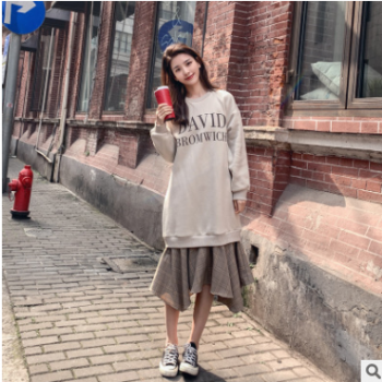 19年秋季新款韩版休闲时尚chic 圈圈 卫衣裙