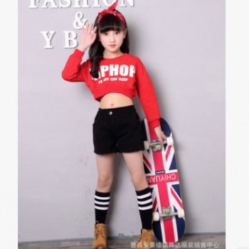 儿童爵士舞演出服jazz卫衣少儿现代舞蹈服装女童嘻哈套装街舞表演