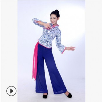民族舞蹈服装演出服 阿庆嫂村姑秧歌舞台表演装 采茶女餐厅服务员