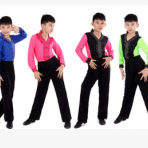 新款男童拉丁舞台表演服 男孩拉丁舞服装拉丁舞长袖考级服装长袖