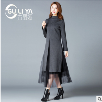 套装女精品女装2019秋冬新款连衣裙 两件套网纱半身裙贴牌代加工图1