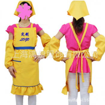 围裙定制时尚韩版荷叶边围衣套装服务员工作服定做刺绣印字logo图1