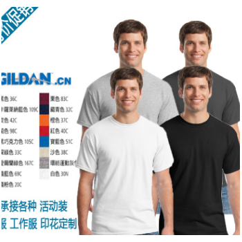 GILDAN63000吉尔丹纯棉圆领T恤男短袖文化衫纯色广告衫班服印字图1