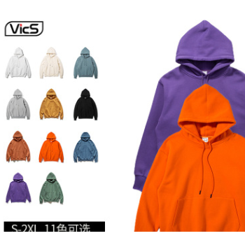 2019秋新款纯色连帽卫衣定制diy潮流宽松加绒男装套头印logo班服图1