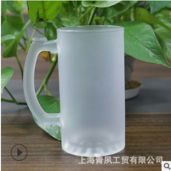 500ml磨玻璃杯啤酒杯热转印杯涂层杯烤花杯机吹杯定制图案印logo图1