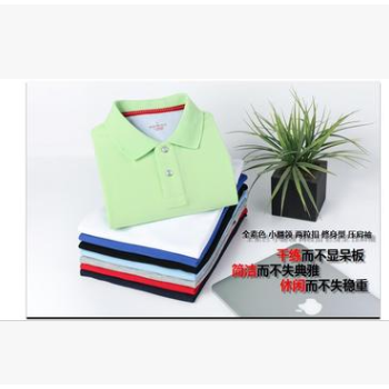 纯色短袖T恤短袖商务POLO衫夏季短袖男女商务T恤不起球不褪色图1