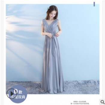 伴娘服长款2020新款春夏显瘦伴娘晚礼服合唱团演出服宴会女图1