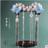 古风古装松花枝步摇小清新薄纱蝴蝶发饰仙气长流苏气质唯美边对夹