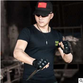 狼石户外军迷中国特种兵国旗t恤夏季短袖体能训练服吸汗军装男女图1