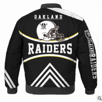 2019新款男士数码印花NFL球队raiders夹克飞行服 夹棉休闲男装图1